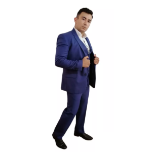 Traje Caballero Recto 3pzas Slimfit Fabrica Tonos Azules